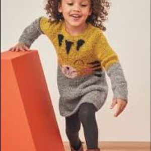Next Tiger Cat Face Jumper Sweater Dress UK Wool